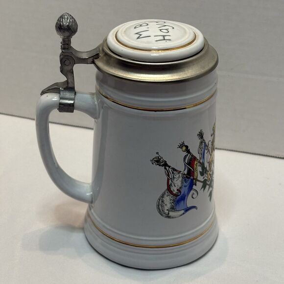 Vintage Bavarian Beer Stein Pewter Lid Bavrian Coat of Arms Made In Germany - Picture 5 of 9